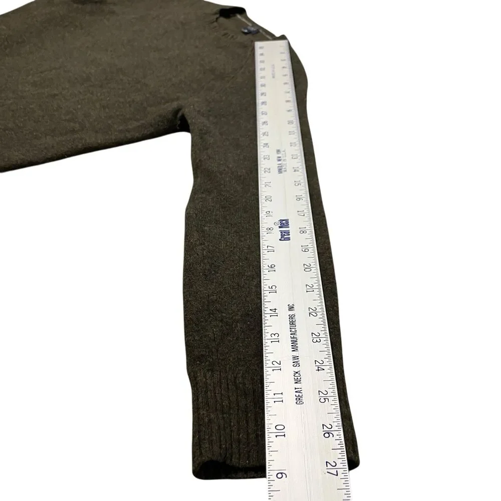J Crew Sweater Mens M Green Lambs Wool Crewneck Raglan Pullover Knit‎ Minimalist
